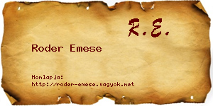 Roder Emese névjegykártya